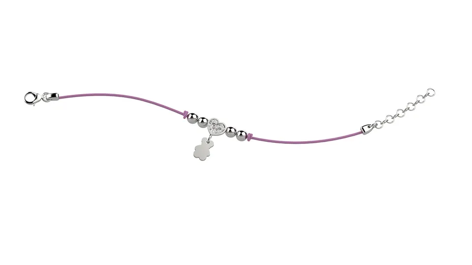 nanan-bijou-bracciale-laccio-lilla-cuore-e-orsetto-argento image 1