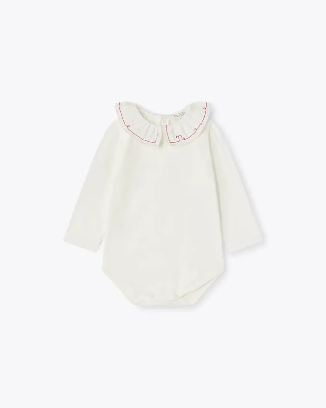 nanan-body-avorio-manica-lunga-jersey-con-colletto-ricamato image 1