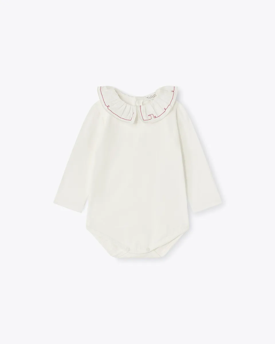 nanan-body-avorio-manica-lunga-jersey-con-colletto-ricamato image 1