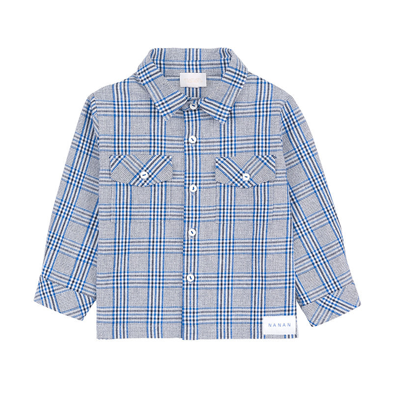 nanan-giacca-camicia-scozzese-blu-con-taschine image 1