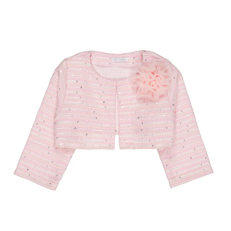 nanan-cardigan-rosa-da-cerimonia-con-rosa-applicata image 1