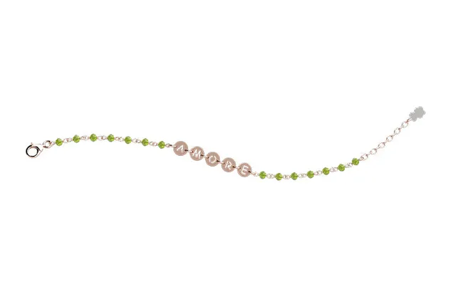 nanan-bijou-bracciale-argento-925-amore-con-perline-verdi image 1