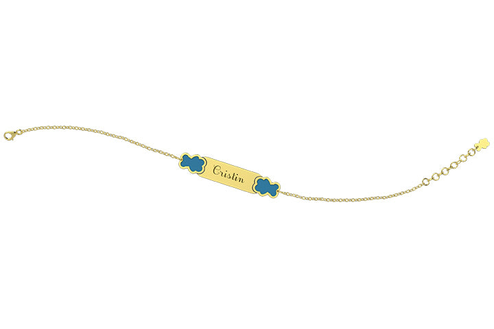 nanan-bracciale-oro-9kt-targhetta-orsetti-azzurri-13-15-cm image 2