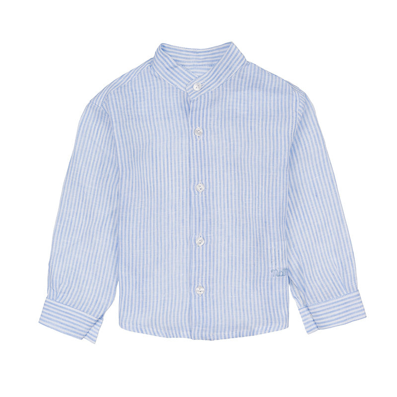 nanan-camicia-azzurra-a-righe-in-lino-bimbo image 1