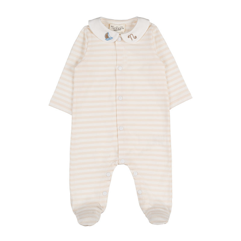nanan-tutina-neonato-beige-a-righe-apertura-frontale-in-cotone image 1