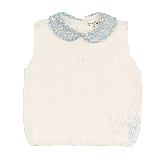 nanan-blusa-smanicata-in-filo-con-colletto-sangallo image 1