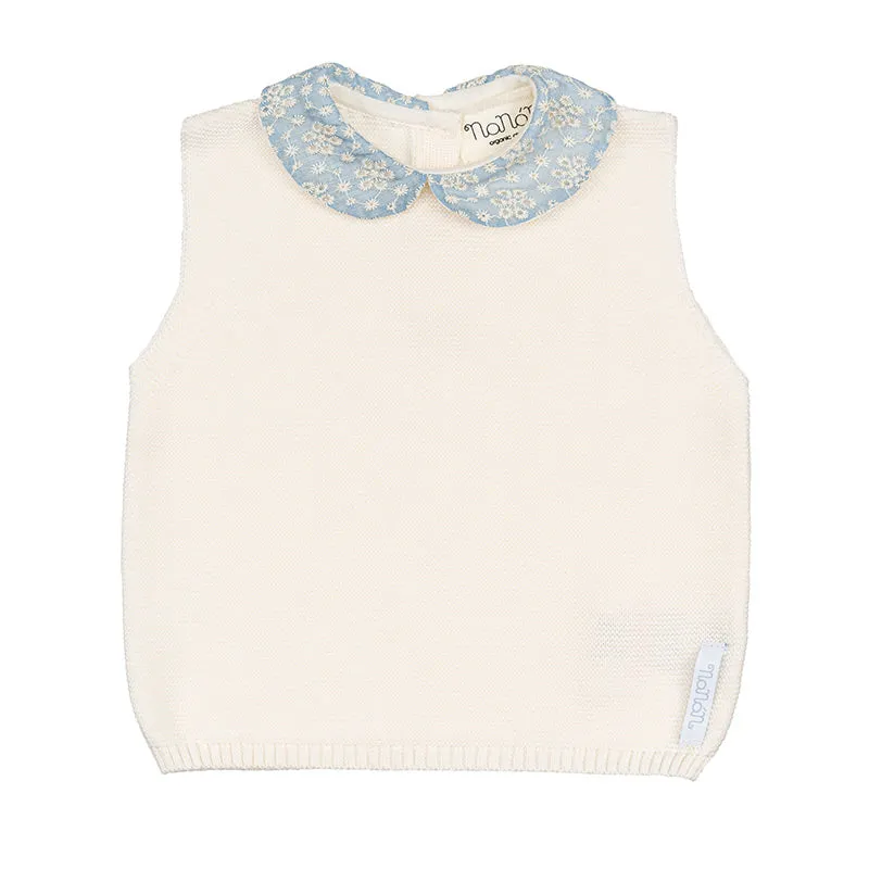 nanan-blusa-smanicata-in-filo-con-colletto-sangallo image 1