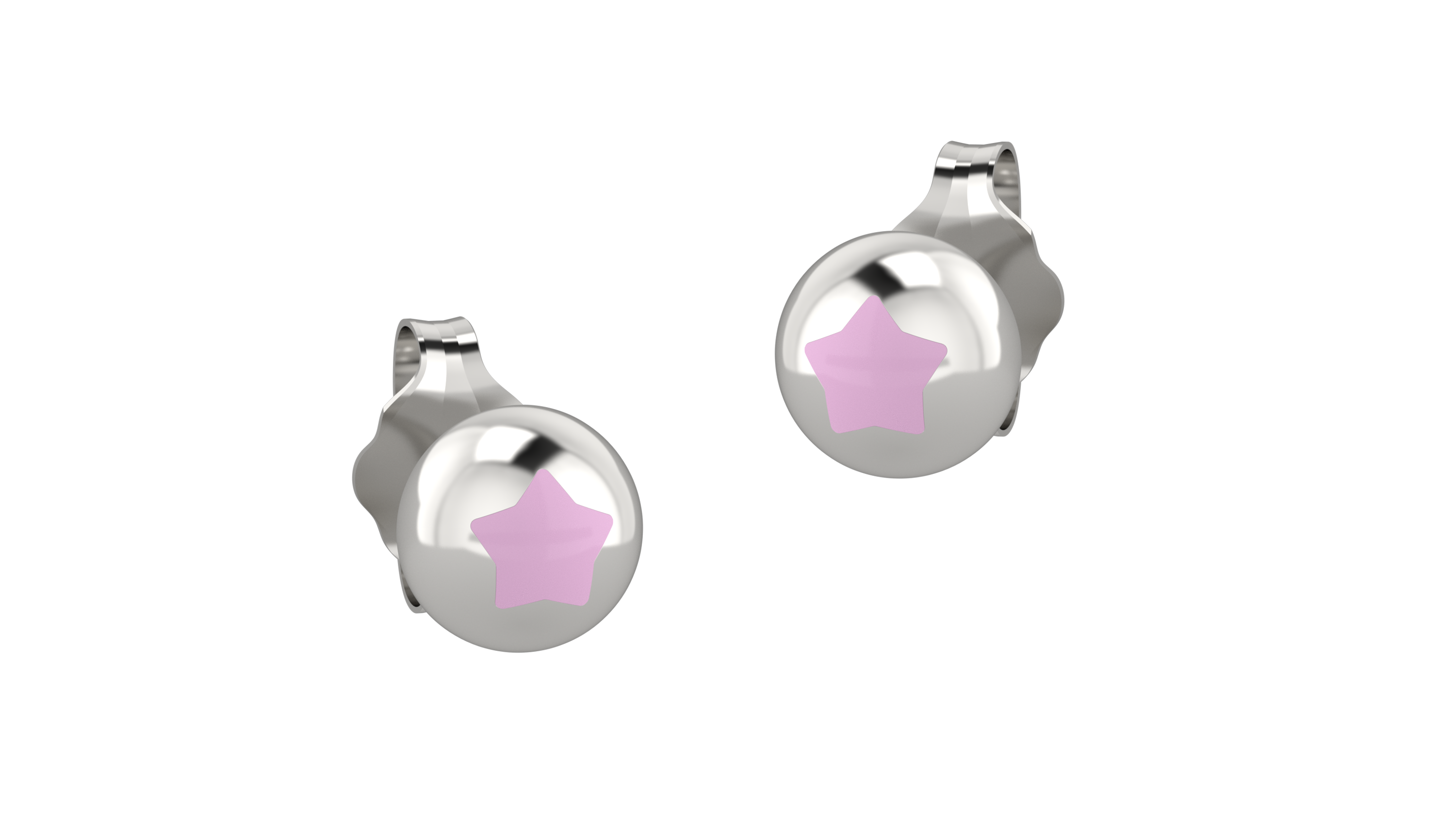 nanan-stella-rosa-orecchini-boule-argento-925-stella-smaltata-rosa image 2