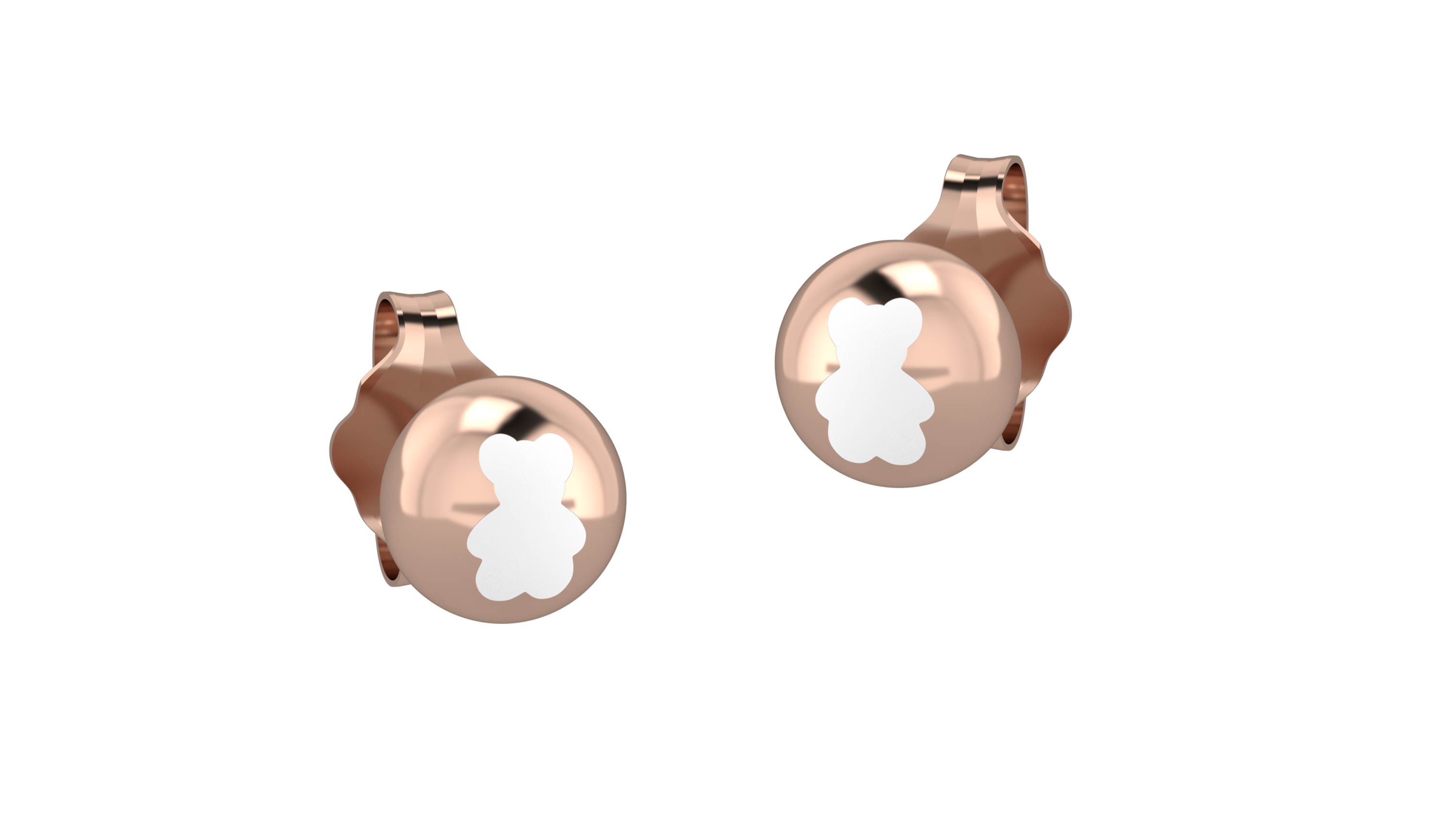 nanan-orecchini-boule-oro-rosa-con-orso-bianco-ag-925 image 2