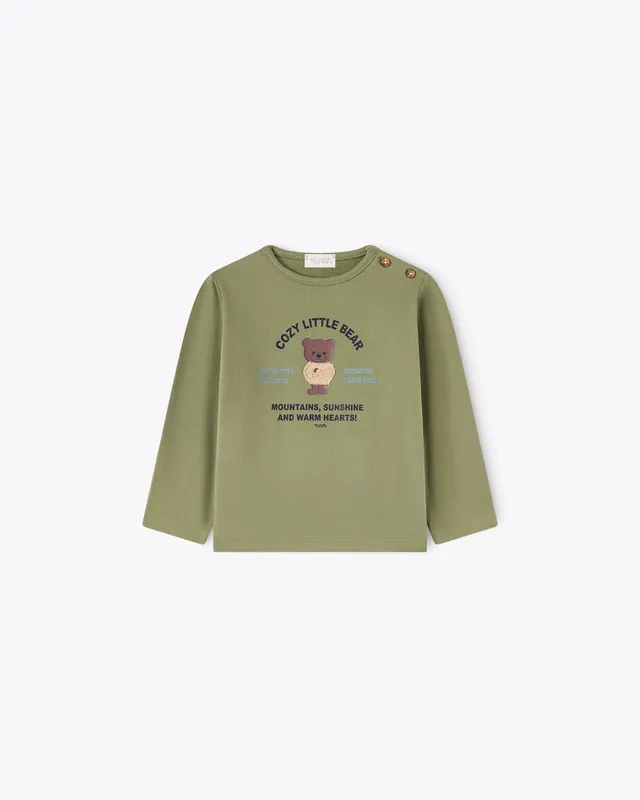 nanan-t-shirt-verde-manica-lunga-jersey-con-tato-bimbo image 1