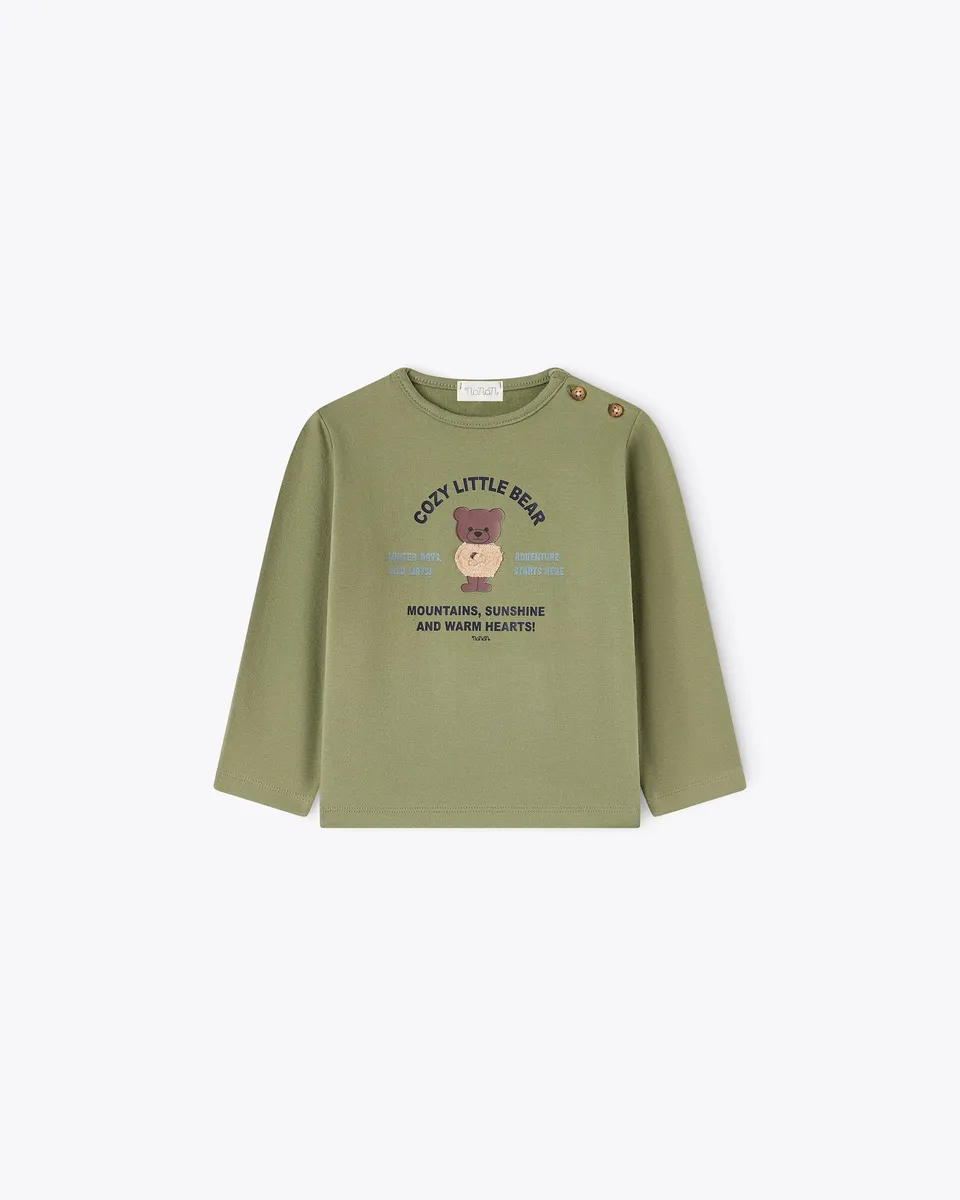 nanan-t-shirt-verde-manica-lunga-jersey-con-tato-bimbo image 1