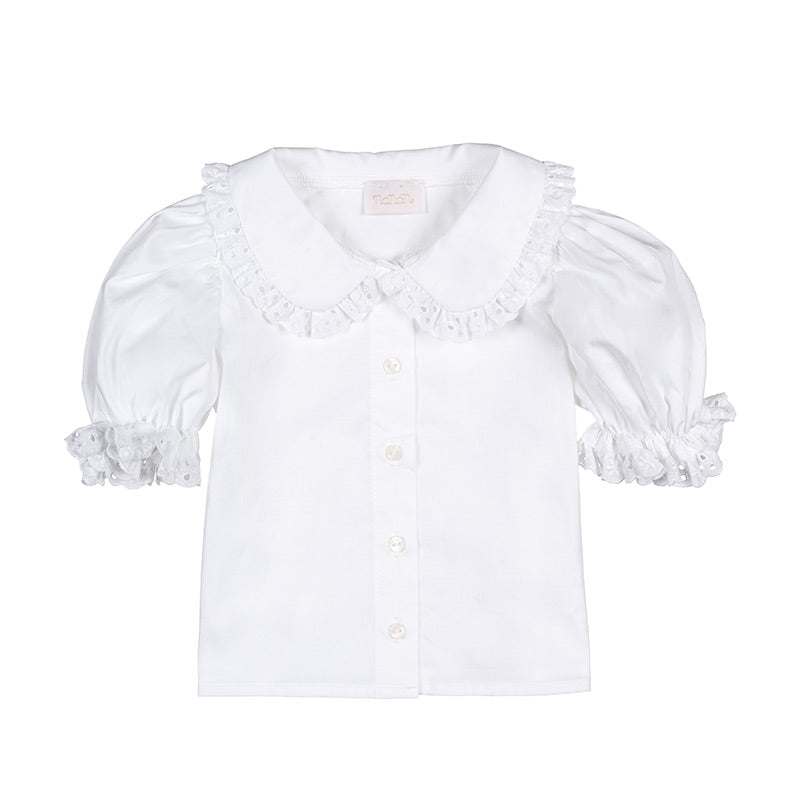 nanan-camicia-bianca-bimba-con-colletto-e-bottoni image 1