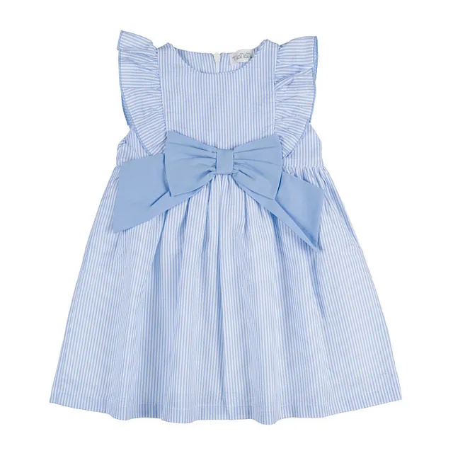 nanan-abito-a-righe-azzurre-con-volant-e-fiocco-abito-bambina image 1