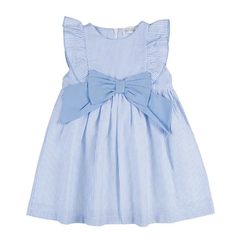 nanan-abito-a-righe-azzurre-con-volant-e-fiocco-abito-bambina image 1