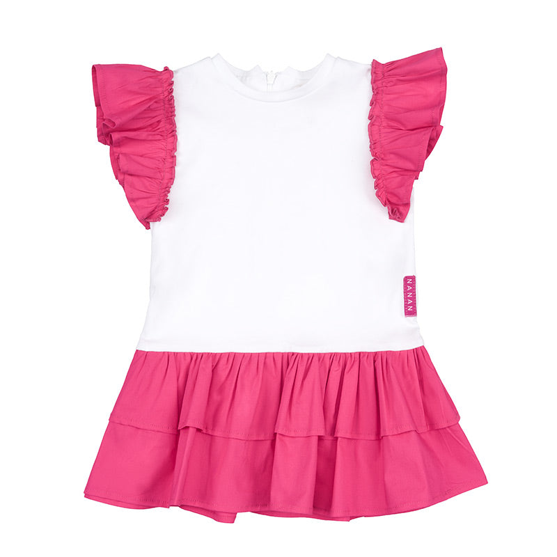 nanan-abito-fucsia-e-bianco-bicolore-con-zip-posteriore image 1