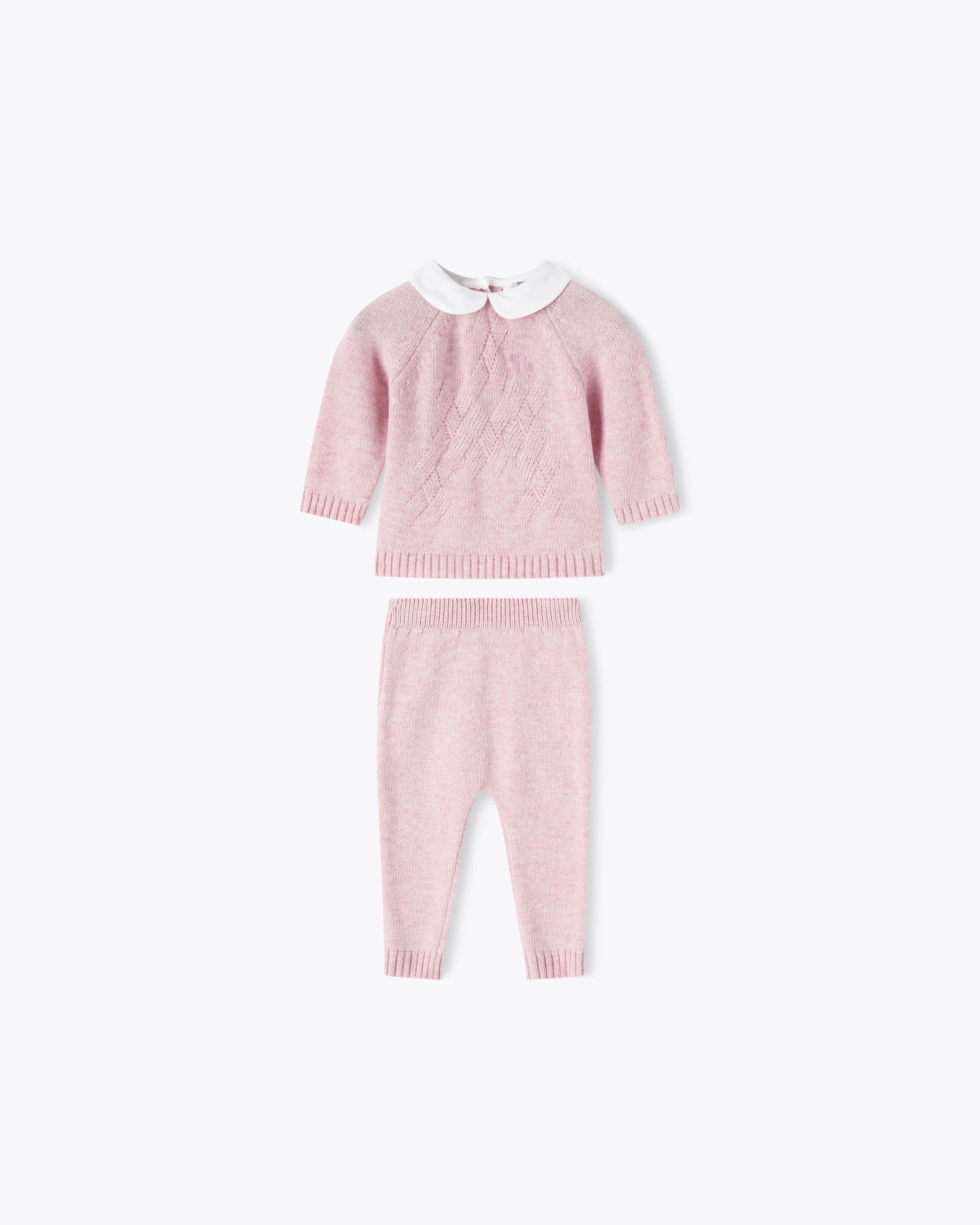 nanan-tutina-rosa-2-pezzi-in-filo-misto-cashmere-con-colletto image 4