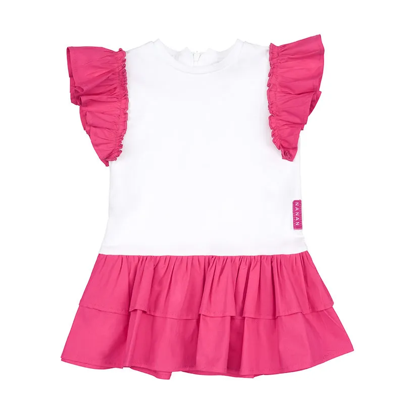 nanan-abito-fucsia-e-bianco-bicolore-con-zip-posteriore image 1