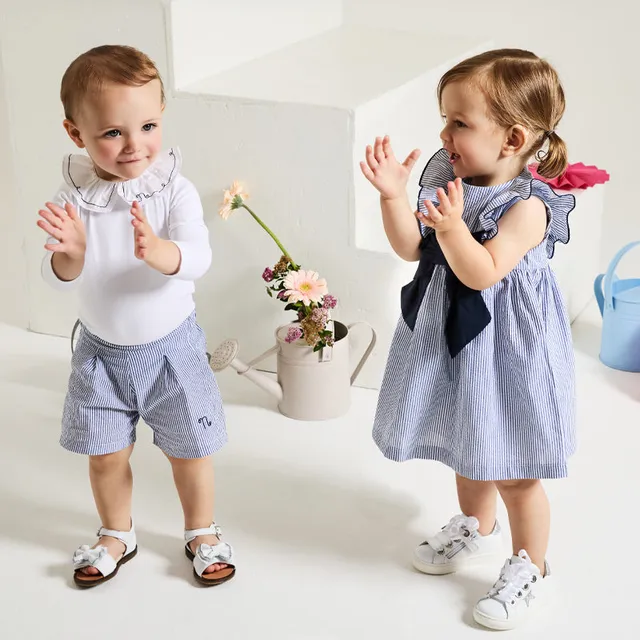 nanan-shorts-a-righe-blu-e-bianche-bimbo-con-vita-elasticata image 1