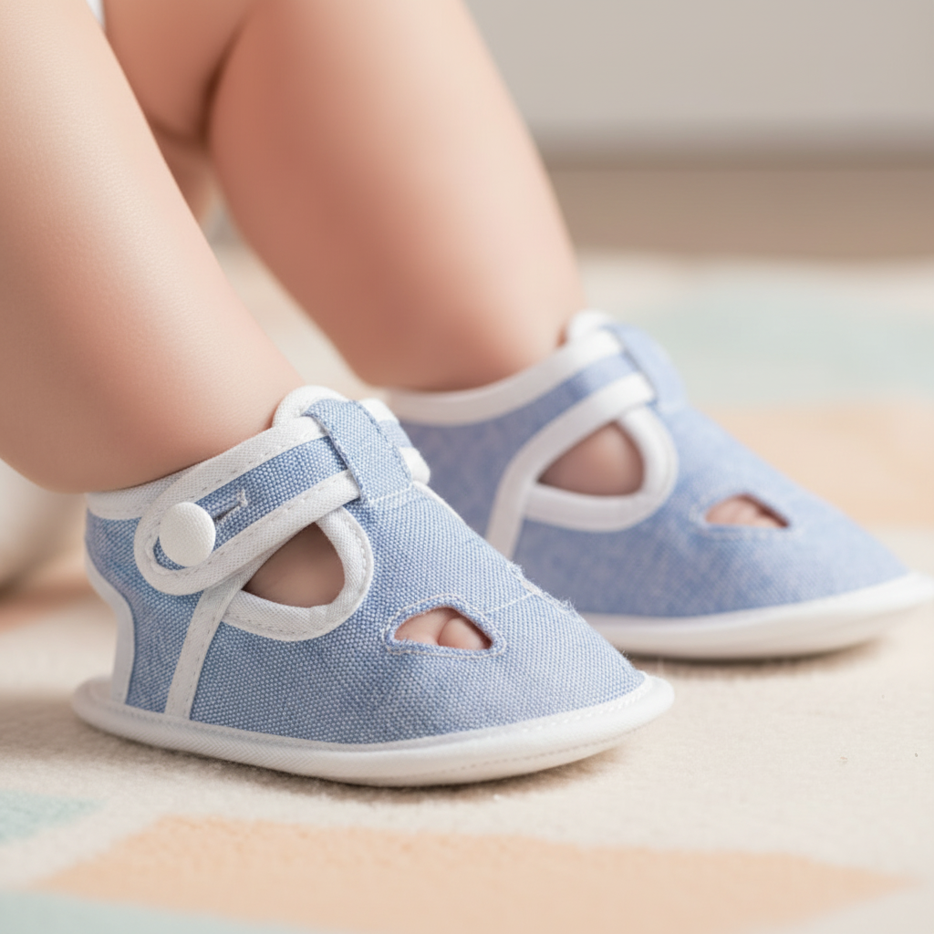 nanan-sandalo-azzurro-con-occhielli-in-lino-scarpine-neonato image 4