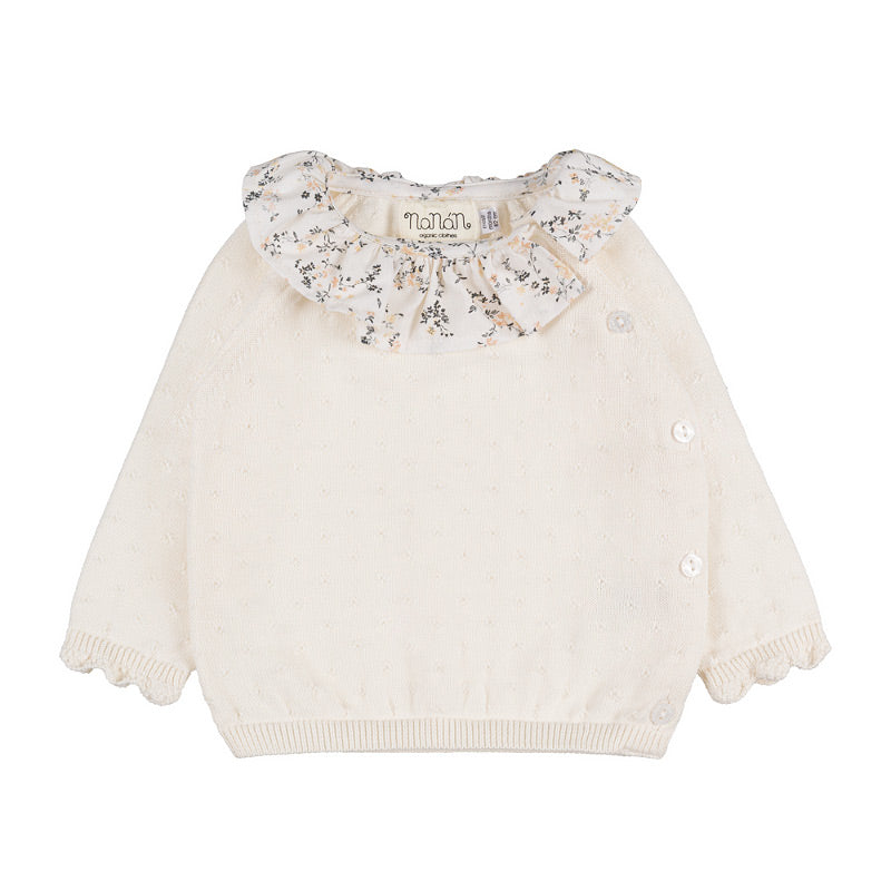 nanan-tutina-due-pezzi-off-white-con-colletto-fiorato image 1