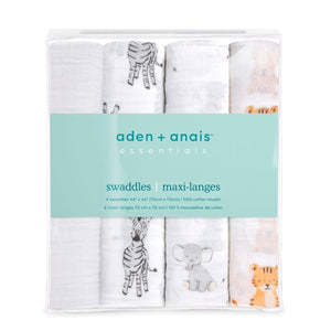aden-anais-essentials-mussola-in-cotone-swaddle-4-pack-safari-babes image 7