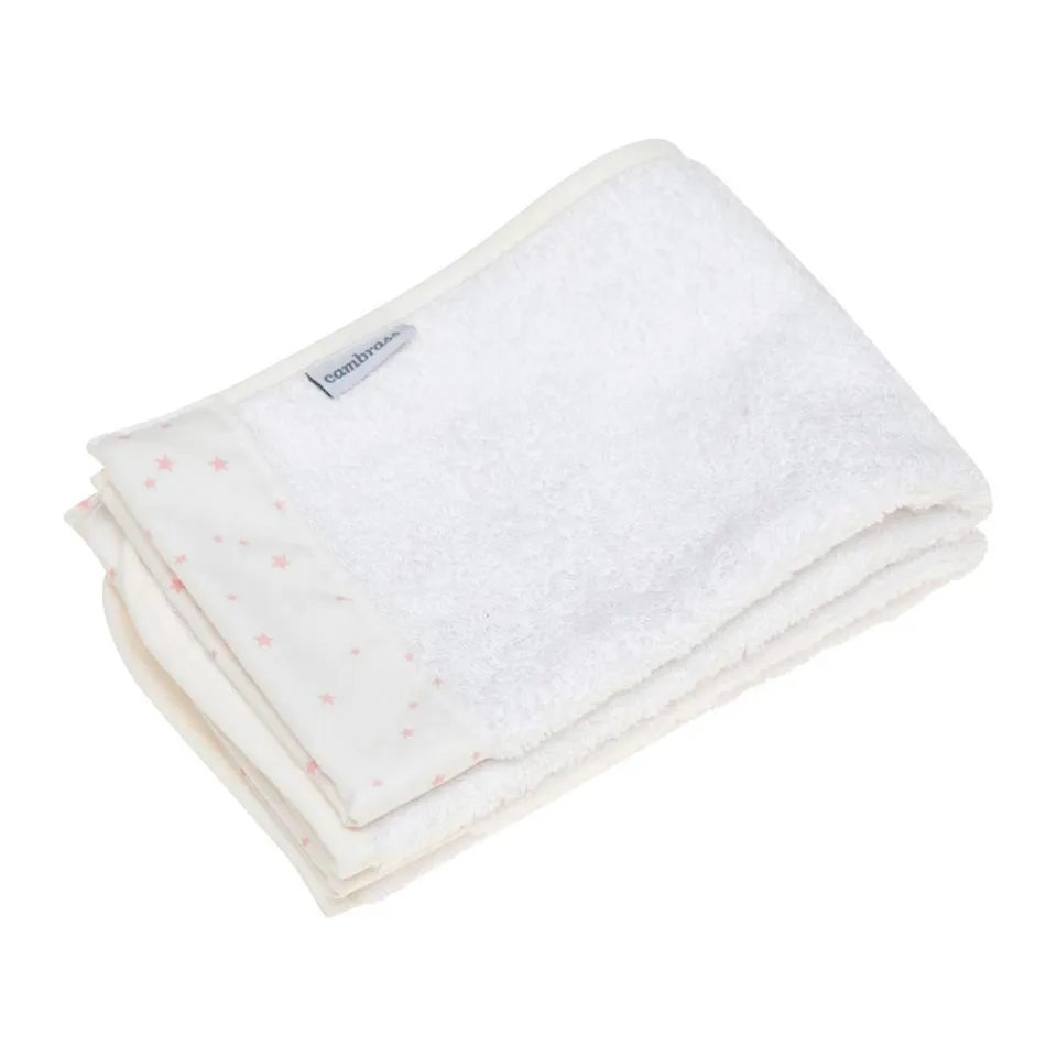 cambrass-astra-set-2-asciugamani-neonato-25x35-cm-rosa-in-tencel image 1