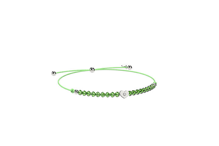 nanan-bracciale-cordino-con-cuore-verde-argento-925 image 1