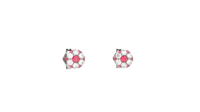 nanan-bijou-orecchini-fiori-di-luce-silver-pietra-rossa image 1