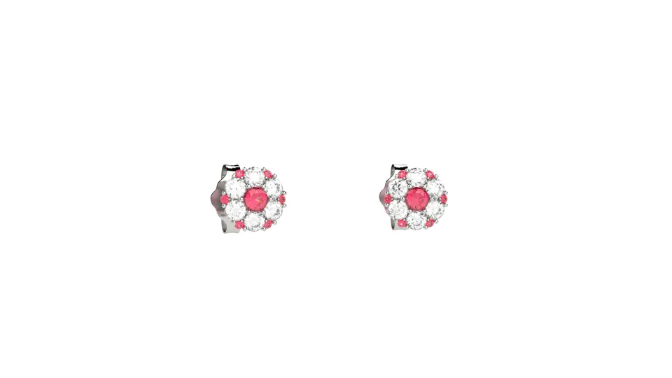 nanan-bijou-orecchini-fiori-di-luce-silver-pietra-rossa image 1