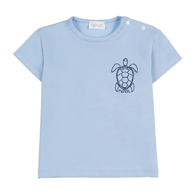nanan-t-shirt-azzurra-mezza-manica-con-tartaruga image 1