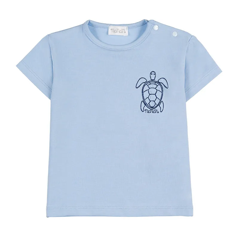 nanan-t-shirt-azzurra-mezza-manica-con-tartaruga image 1