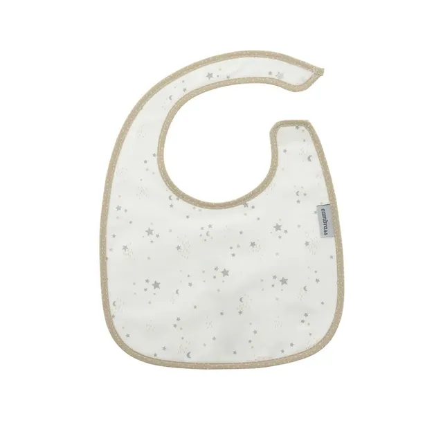 bavaglino-quadrato-con-velcro-cambrass-sky-beige-stella-20x26-cm image 1
