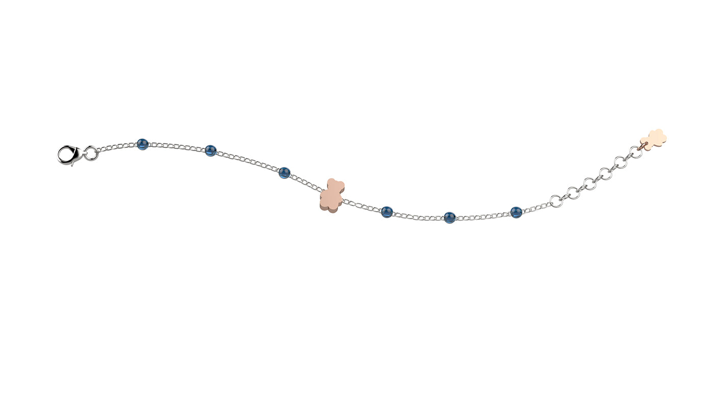 nanan-bracciale-argento-925-palline-azzurro-con-orsetto-tato image 1