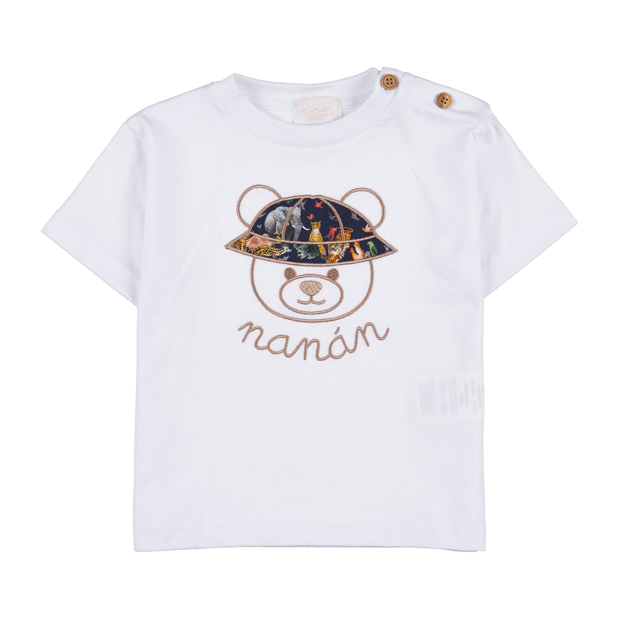 nanan-t-shirt-bianca-con-orsetto-cappello-liberty image 1