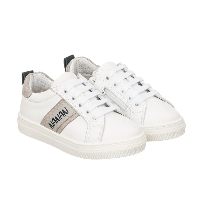 nanan-sneakers-bianca-con-banda-grigia-e-linguetta-blu image 1