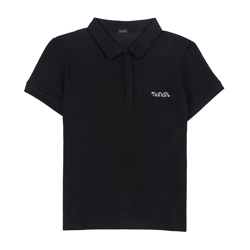 nanan-polo-manica-corta-nera-con-scritta image 2