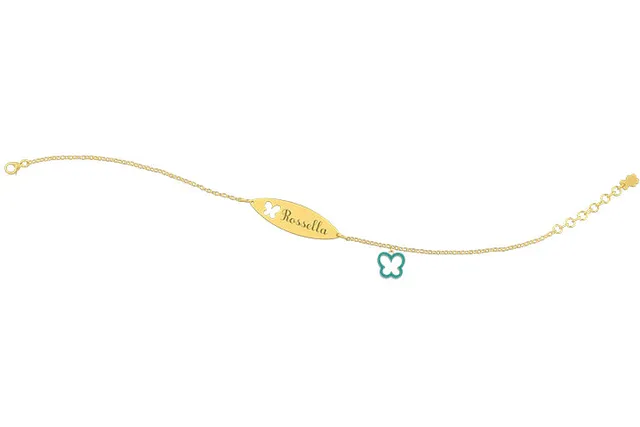 nanan-bracciale-oro-9kt-targhetta-charms-farfalla-azzurra image 1