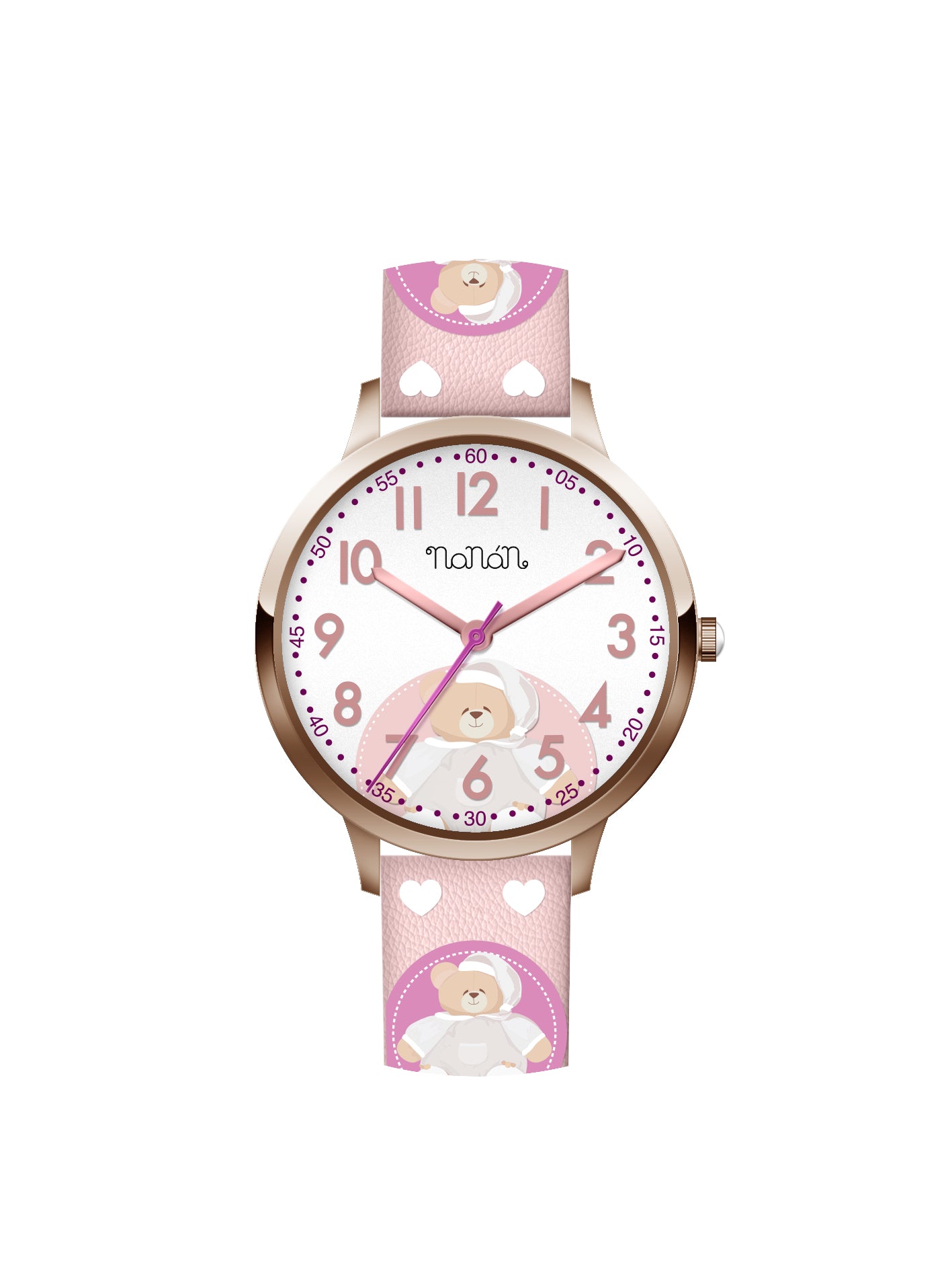 nanan-tato-orologio-bambino-rosa-cinturino-bianco image 1