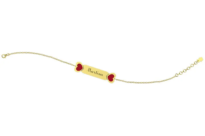 nanan-bracciale-con-targhetta-cuore-rosso-bracciale-oro-9kt-13-15-cm image 1