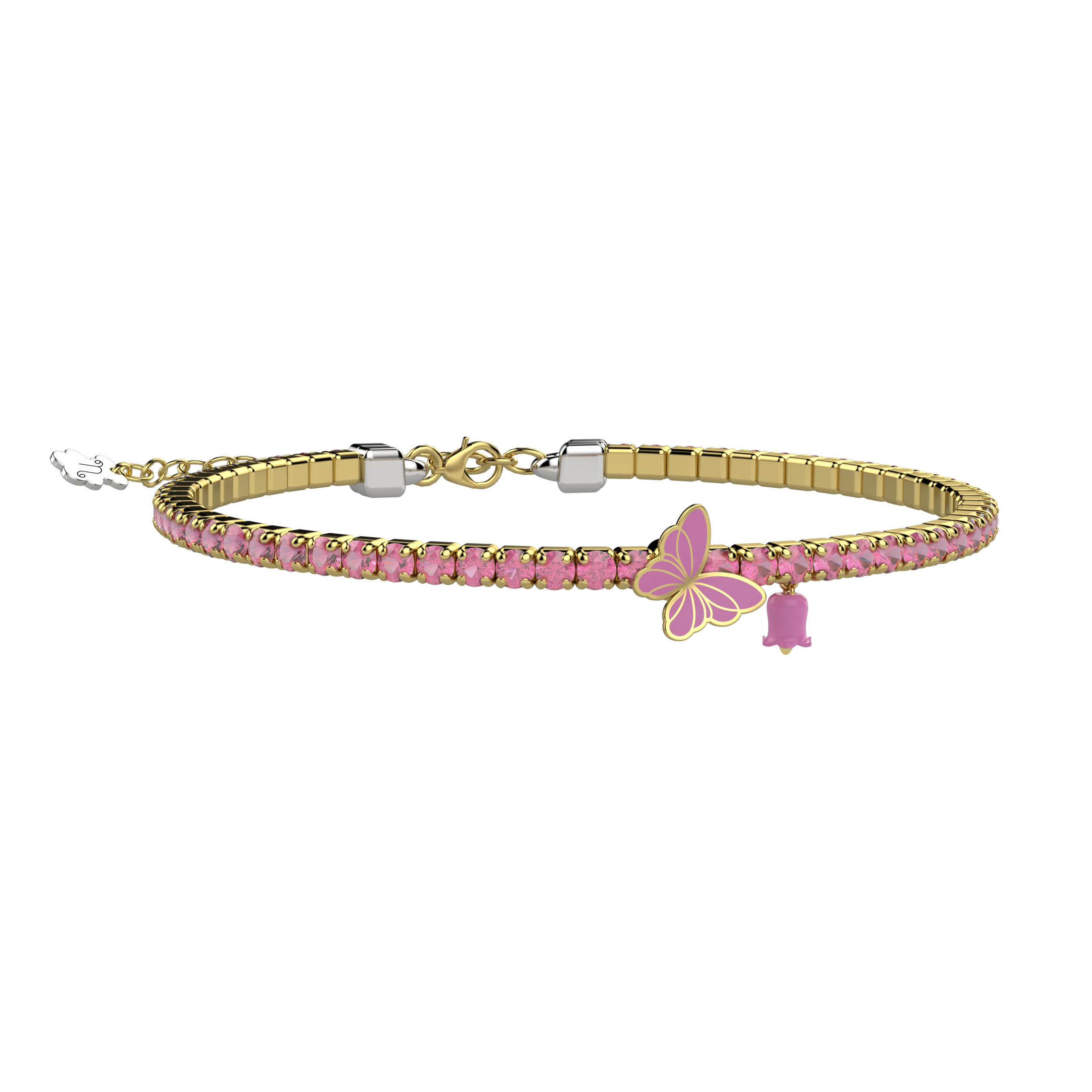 nanan-bracciale-tennis-farfalla-in-argento-925-con-pietre-rosa image 1