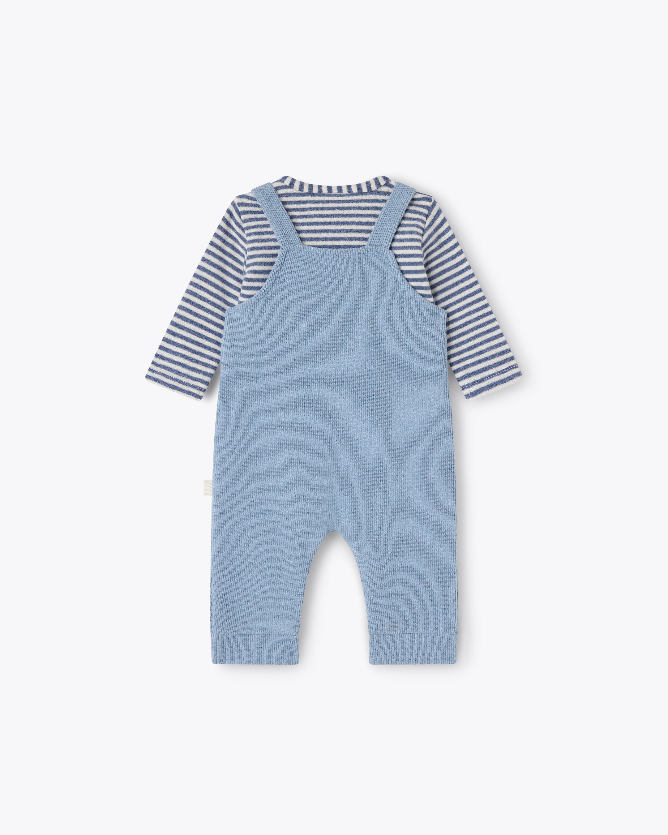 nanan-completo-2-pezzi-bimbo-t-shirt-rigata-salopette-azzurra image 2