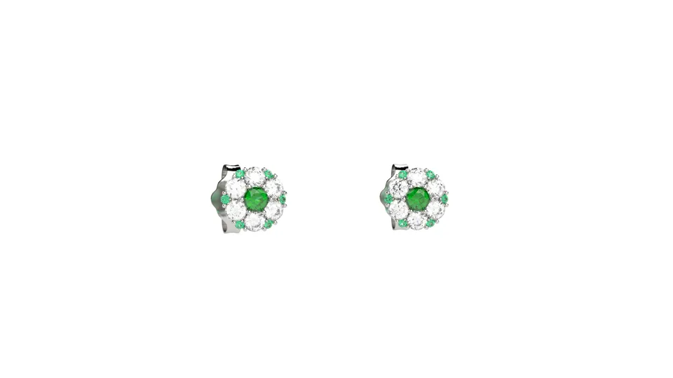 nanan-bijou-orecchini-fiori-di-luce-silver-con-pietra-verde image 1