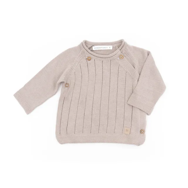 bamboom-maglia-incrociata-trattini-cammello-33-linea-knitted-bamb image 1
