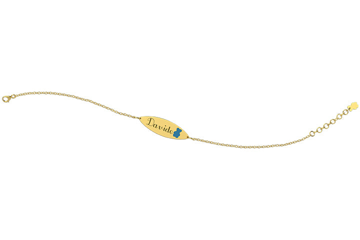 nanan-bracciale-con-targhetta-orso-azzurro-in-oro-9kt-13-15-cm image 2