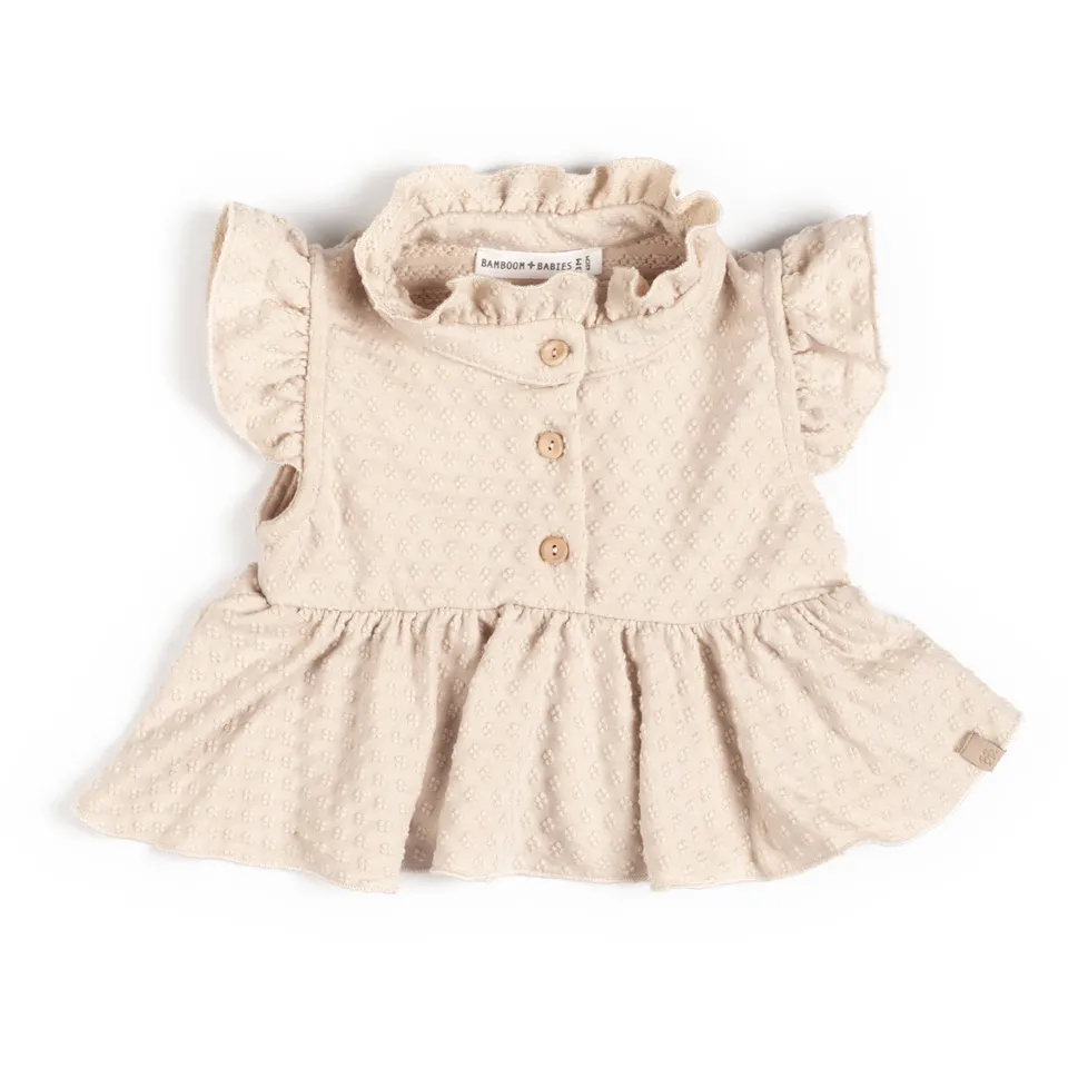 bamboom-camicia-dots-almond-cream-273-bimba-maniche-aletta image 1