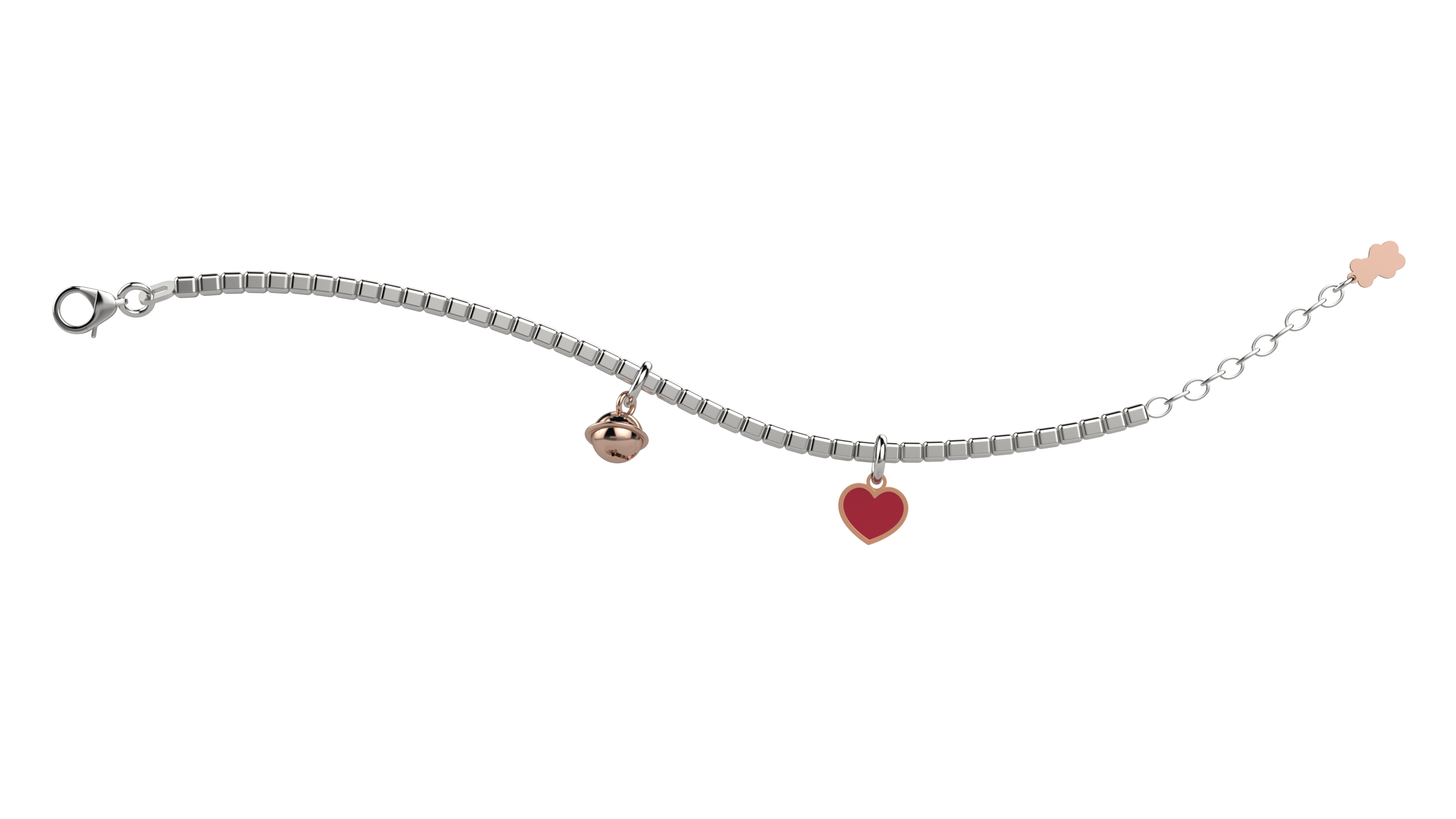 nanan-bijou-bracciale-in-argento-con-campanella-e-cuore-rosso image 2