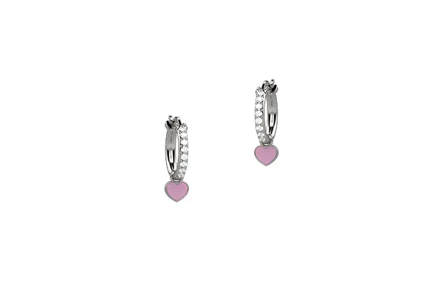nanan-orecchini-cerchio-zirconi-argento-925-con-cuore-rosa image 1