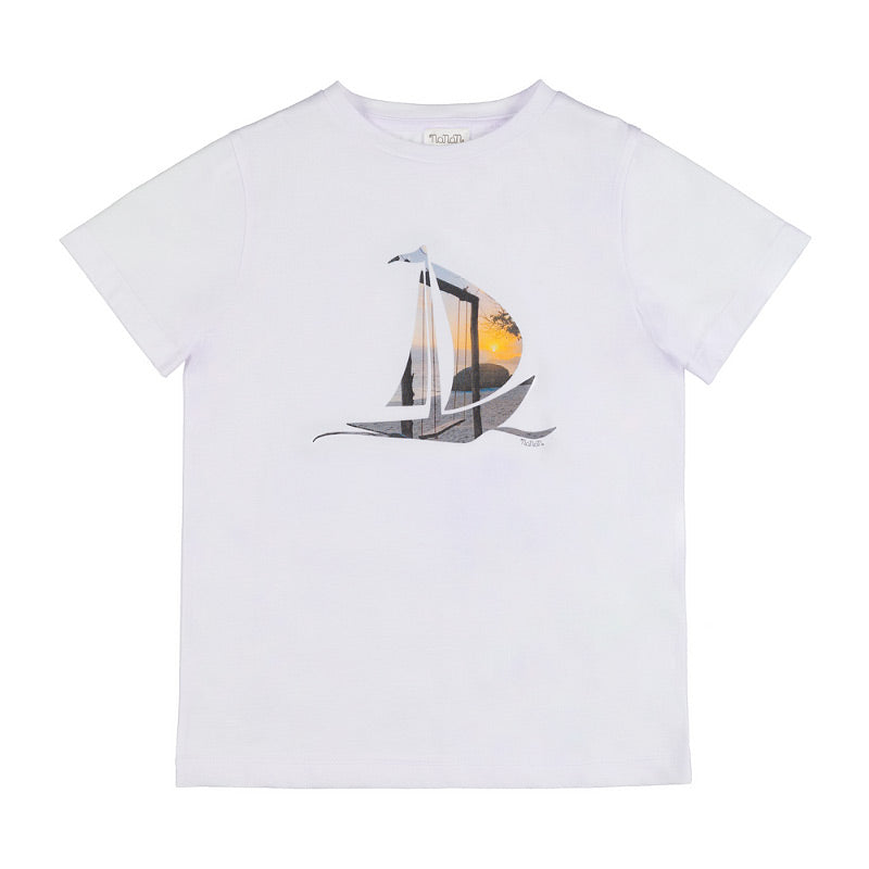 nanan-t-shirt-bianca-mezza-manica-con-barca image 1