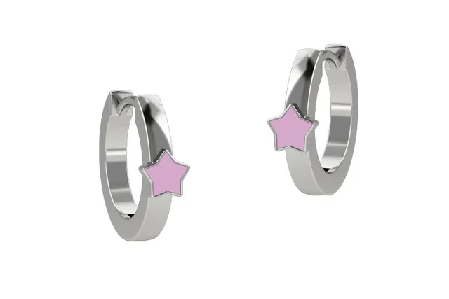 nanan-orecchini-cerchio-stella-rosa-argento-925 image 1