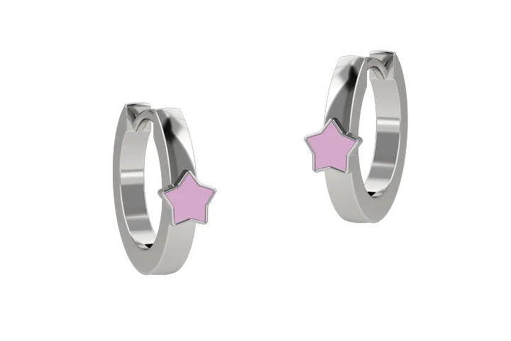 nanan-orecchini-cerchio-stella-rosa-argento-925 image 1